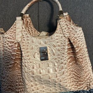 Elegant Crocodile Embossed Tan Handbag